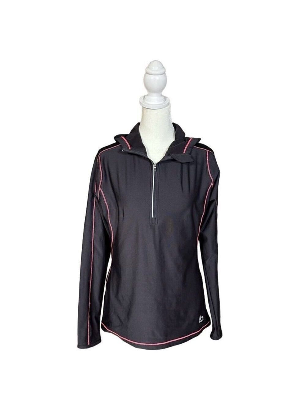 RBX Performance Gray & Pink Activewear Long Sleeve Hoodie Pullover Size Medium